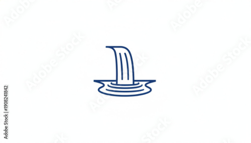 Minimalist Waterfall Line Icon Blue Nature Symbol