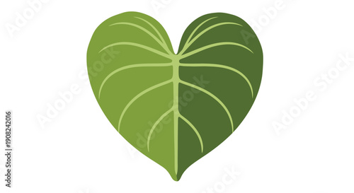 A heart-shaped green leaf symbolizing nature's love and organic growth