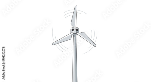 Dynamic illustration of a spinning wind turbine, representing sustainable energy generation and eco-friendly power solutions