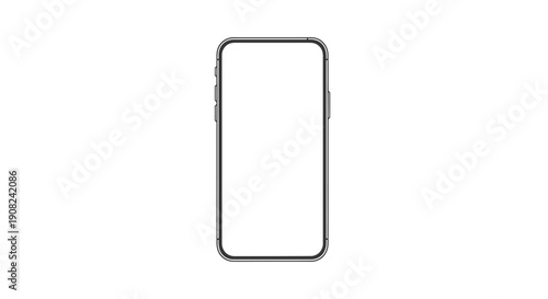 Sleek minimalist line art icon of a modern mobile smartphone device with an empty screen for digital concepts