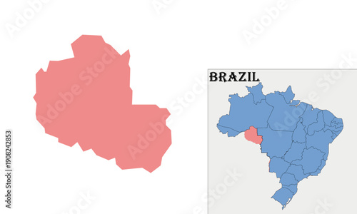 Rondonia State Map, Brazil – Vector Illustration Isolated on White Background.
Political Map of Rondonia State, Northern Brazil. Suitable for education, geography, infographic design, atlas, travel ma