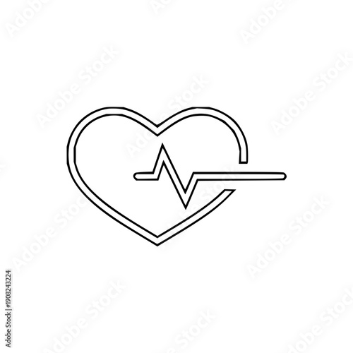 Heartbeat electrocardiogram icon representing health, life, and vital signs, ideal for medical and wellness themes