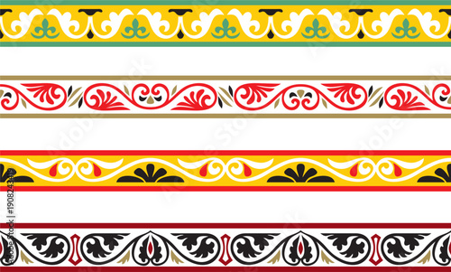 Vector network of color seamless classic byzantine ornament. Endless border, Ansient Greke, Estern Roman Empire frame. Decoration of the Russian Orthodox Church