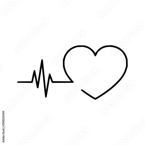 Graphic concept featuring a continuous heartbeat line transforming into a heart outline, symbolizing life, love, health, and vitality in a minimalist and clean design