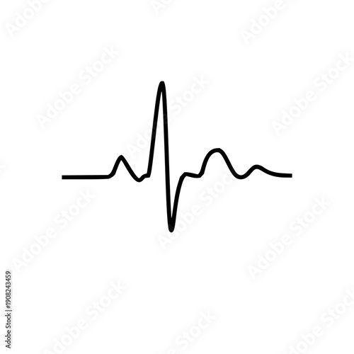 A simple black and white electrocardiogram (ECG) line representing a heartbeat, isolated on a plain background