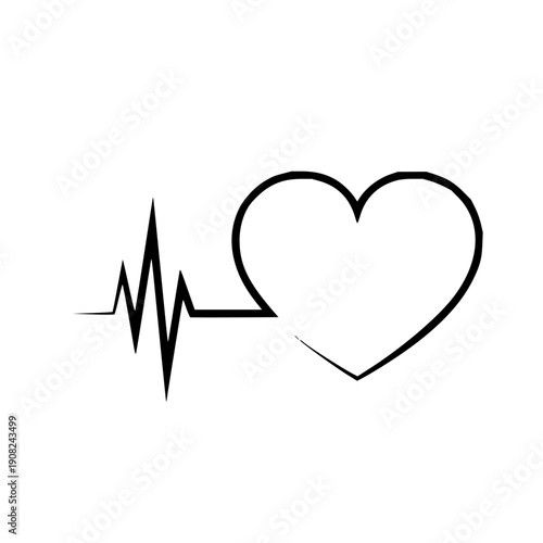 Vector illustration of a heart combined with a pulse line, symbolizing life, health, and love, perfect for medical, wellness, and emotional design concepts