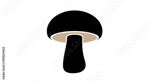 Simple black and brown mushroom icon with a rounded cap and sturdy stem isolated on a white background representing nature or forest food.