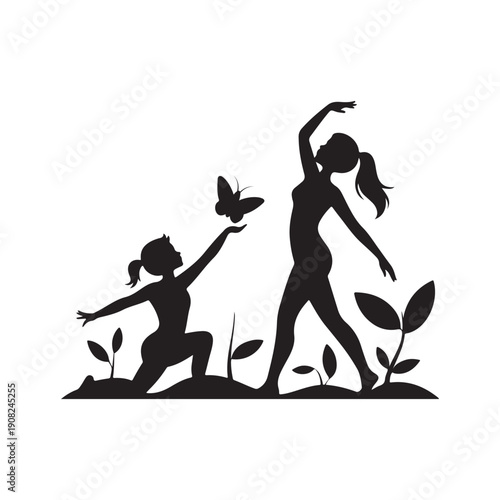 June Fresh Start Summer Beginning Silhouette Illustration.