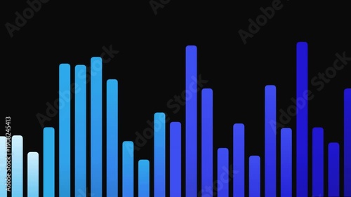 Blue Audio Equalizer Bar Graph on Black Background