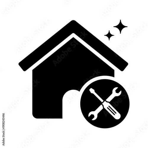 General home repair maintenance service with house solid glyph icon
