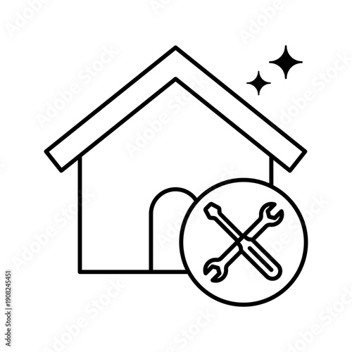 General home repair maintenance service with house line art icon
