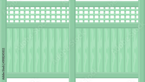 Green fence. Protection boundary with wooden panel railing