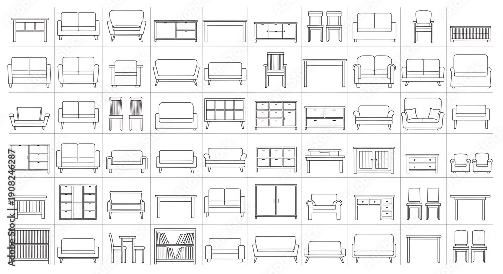 Obraz premium Collection of various architectural or engineering technical drawings and diagrams