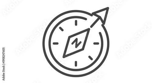 Simple black line drawing of a compass with a north pointing arrow