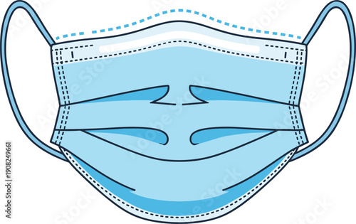 Medical Surgical Face Mask Vector Illustration Isolated on White Background, Protective Healthcare Equipment for Virus Protection and Hygiene Concept