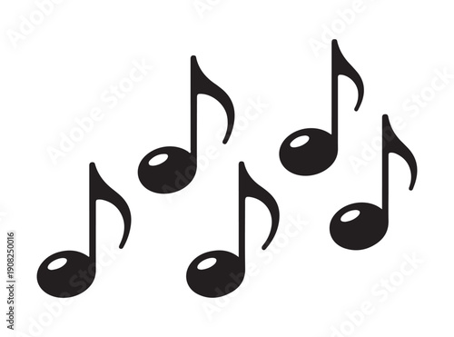 Six eighth notes isolated on white background a group of musical symbols representing sound and rhythm