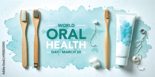 Vector Illustration World Oral Health Day, celebrated on March 20 each year, and launches a year long campaign dedicated to raising global awareness of the issues around oral health and, oral hygiene