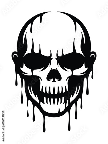 Dripping skull vector design in with a dark eerie vibe