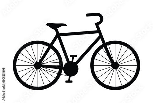 Black-and-white vector illustration of a classic bicycle design with spoked wheels
