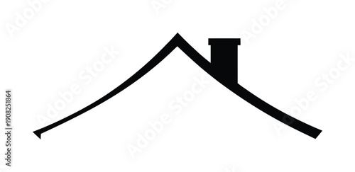 vector graphic illustration shows a simple house roof with a chimney design