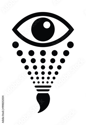 Stylized vector illustration of an eye shedding teardrops