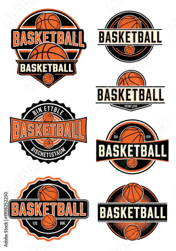 Vintage Basketball Logo Collection – Retro Sports Team Emblem Vector Design