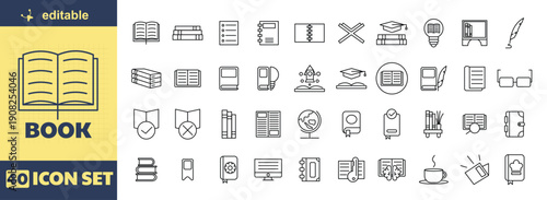 A set of editable book icons for educational and business use