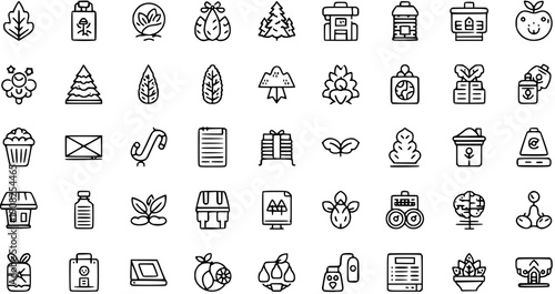 Eco-friendly and Green Living Icons: Nature, Sustainability, and Organic Concepts