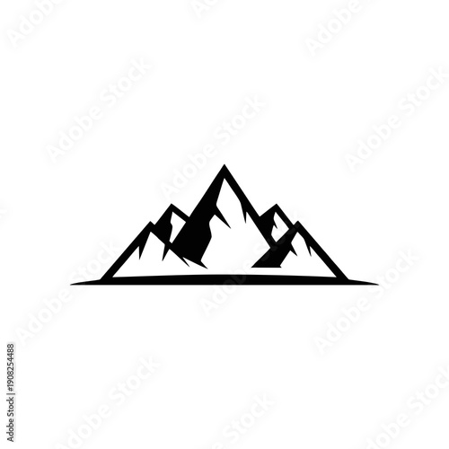 Mountain range illustration featuring peaks and landscape viewed from a distance in a simple vector graphic