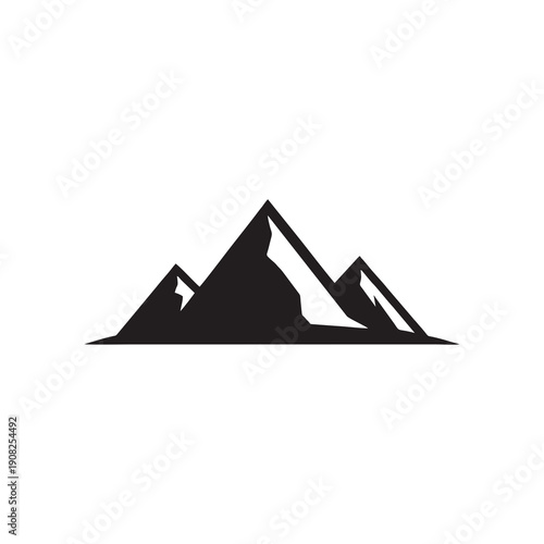 Stylized illustration of Mountains from a frontal viewpoint showcasing Peaks, Silhouette, Landscape