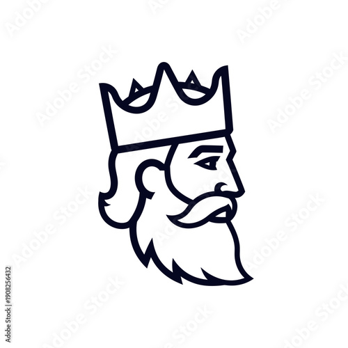 King's Profile Silhouette: Royal Crown and Beard Icon