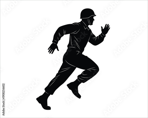 A silhouette of a man running quickly in a dynamic pose