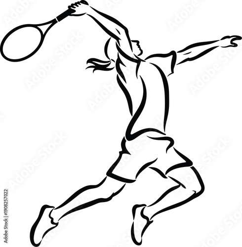 Black and white of a tennis player in action sports