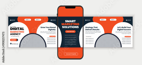 Digital Marketing Agency Social Media Carousel Post Design Template for Corporate, SaaS, and Business Growth Strategy
