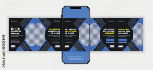 Digital Marketing Agency Social Media Carousel Post Design Template for Corporate, SaaS, and Business Growth Strategy