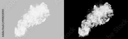 Cuadro en lienzo Horizontal white smoke cloud isolated on transparent background, thick rolling v