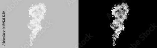Canvastavla Twisting white smoke trail isolated on transparent background, realistic swirlin