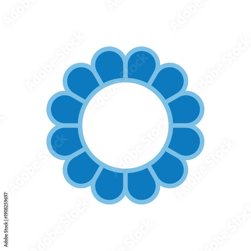Blue Floral Ring Logo With Petal Circle Design For Branding And Illustrations
