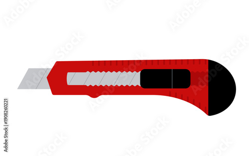Large construction utility knife with retractable blade. Simplicity vector illustration, isolated.