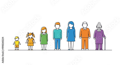 Diverse group of people representing different ages and generations.