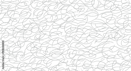 Abstract seamless background pattern featuring dense chaotic black scribbles and tangled hand drawn wiggly lines over a clean white surface creating texture