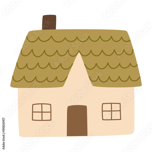 Autumn house. Cozy home illustration for fall decor, seasonal designs and lifestyle projects. Hand drawn vector illustration.