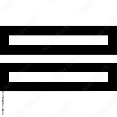 Equality Icon: A minimalist icon featuring two parallel horizontal lines, representing the concept of balance and fairness. This image embodies the essence of equal rights and justice.