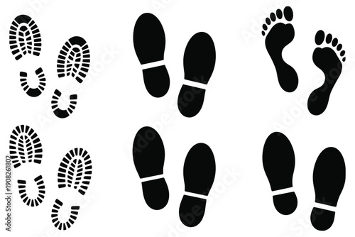 Human Footprints and Shoe Sole Vector – Walking Steps, Funny Feet, and Paws Icons