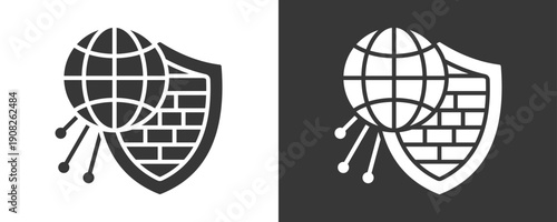 Network Firewall Icon Set Vector Collection Isolated In Black And White