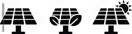 Three Solar Panels with Coffee Bean and Sun energy