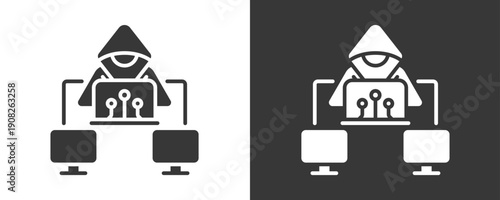 Cyber Attack Icon Set Vector Collection Isolated In Black And White