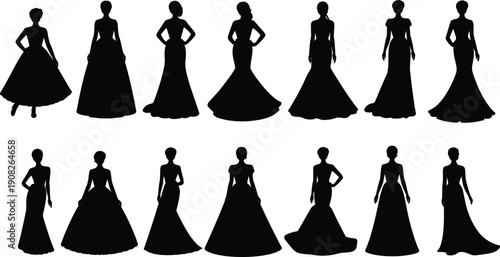 Assortment of elegant evening gown silhouettes for women dress fashion