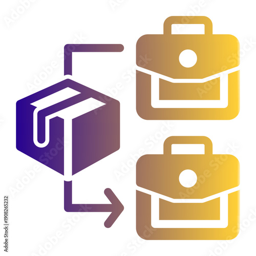 Commercial transaction model where businesses sell products or services to other businesses (Solid Gradient Style)
