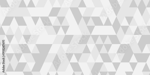 Vector white and gray overlapping polygon square texture. Seamless geometric pattern triangle shapes low polygon backdrop background. Abstract line poly background.